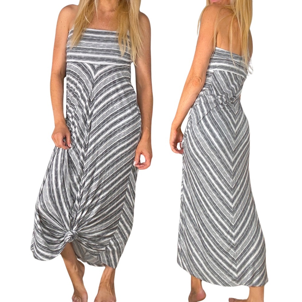 MOTHERHOOD Maternity Stretchy Striped Foldover‎ Maxi Skirt or Dress